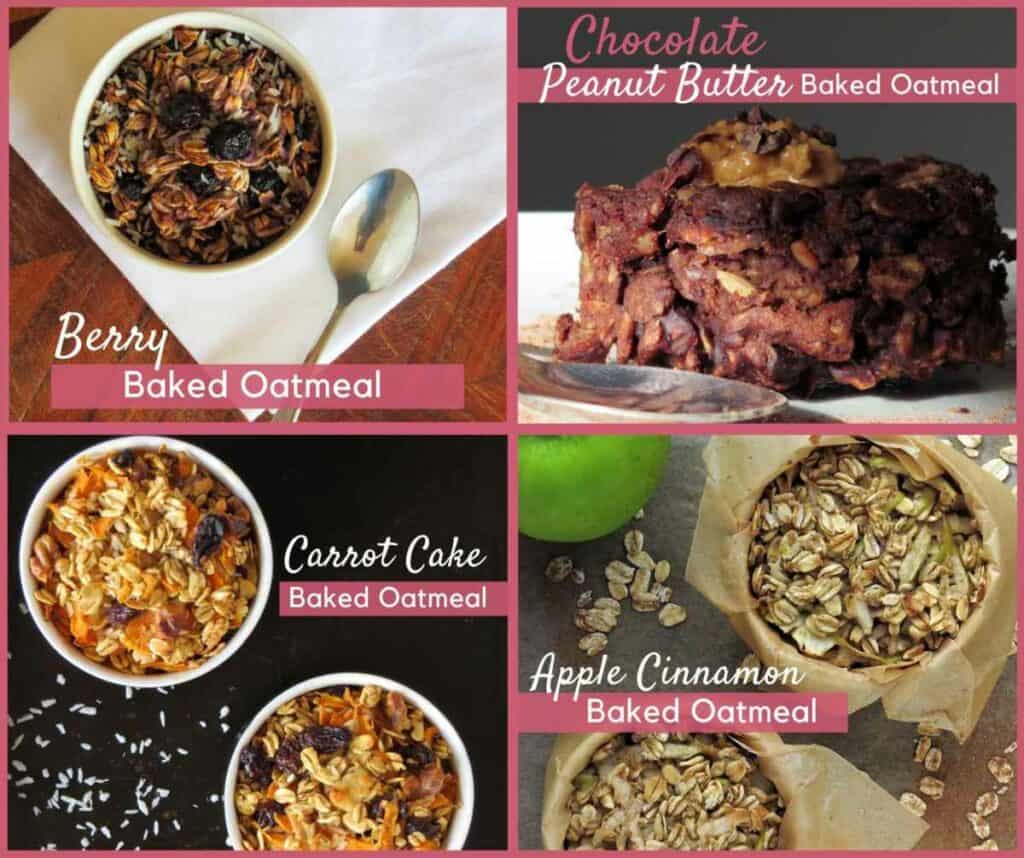 Baked Oatmeal Collage with Flavour Titles.