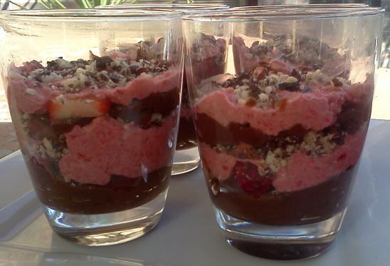 Chocolate Avocado Mousse Parfait in glasess